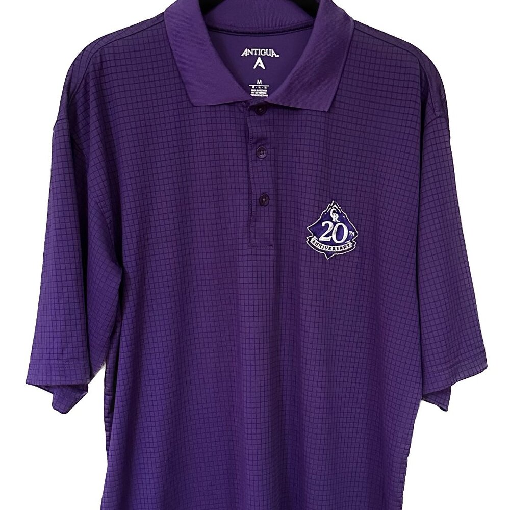 Colorado Rockies 20th Anniversary Gingham Antiqua Polo M